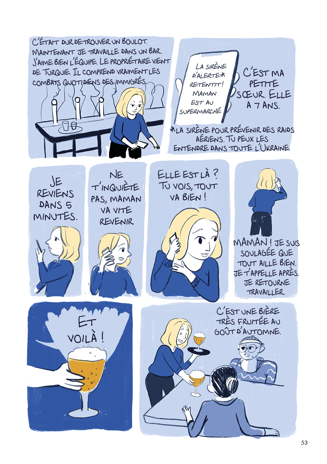 comic story about an ukrainian woman living in vienna talking about the struggle of fleeing from war and the challenges of the immigrant life. 